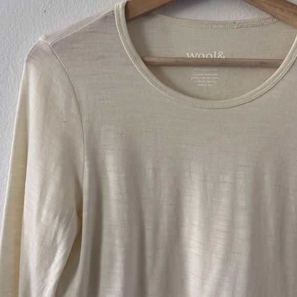 Wool& Merino Wool Long Sleeve Shirt in Ivory size small - Picture 2 of 10